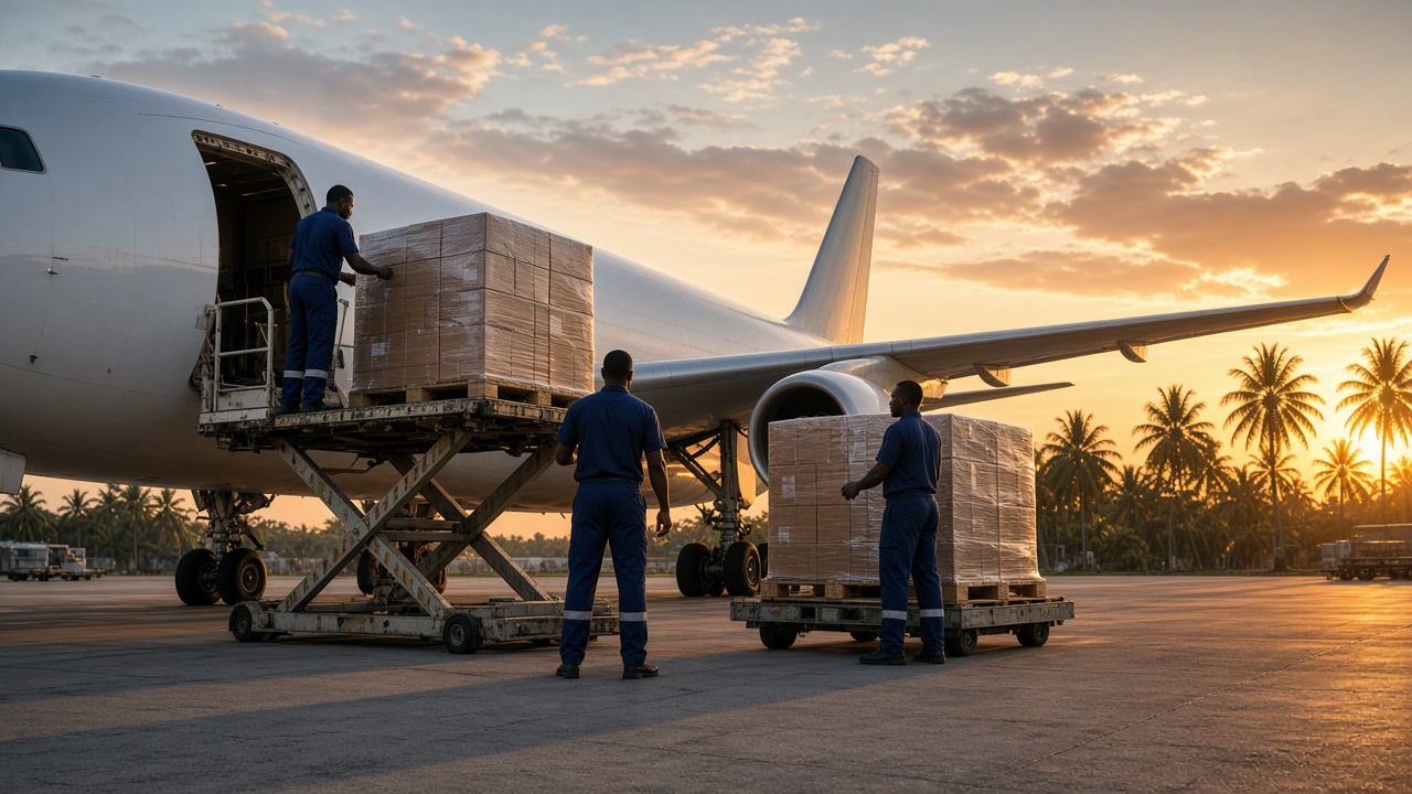 Avion cargo chargé de colis